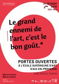 Journée portes ouvertes à l'école supérieure d'art d'Aix-en-Provence !. Le mercredi 21 février 2018 à Aix-en-Provence. Bouches-du-Rhone.  10H00